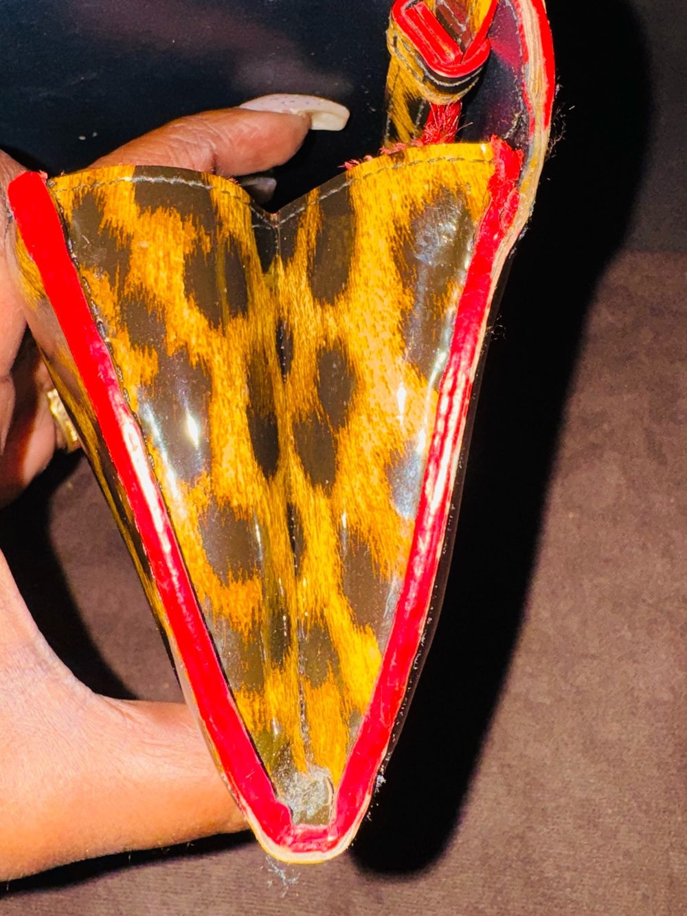 Christian Louboutin Leopard Print Studded Phone Wallet in Black and Gold - Picture 14 of 16